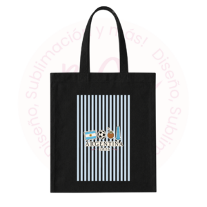 Tote Bag Negra - Fútbol y Mate 2026 (Celeste ó Rosa)