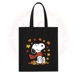 Tote Bag Negra - Snoopy Edición Otoño